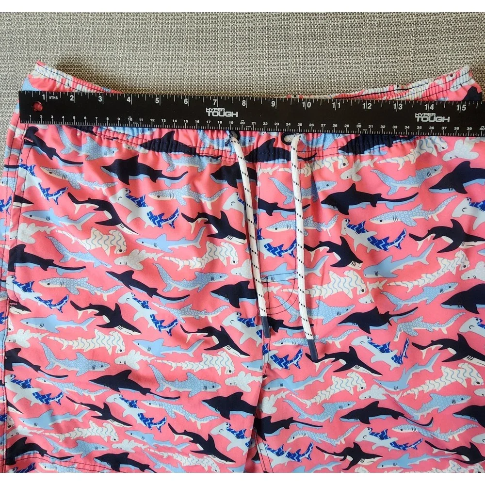 Member's Mark Mens M Resort Swim Trunk Pink Shark Board Shorts Beachwear